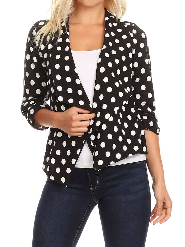 Women's Casual Open Front Pattern Print Blazer Jacket for wholesale by MOA COLLECTION