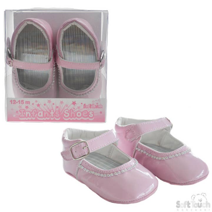 Zapatos de PU con correa de velcro No. B2178 para venta al por mayor de Soft Touch