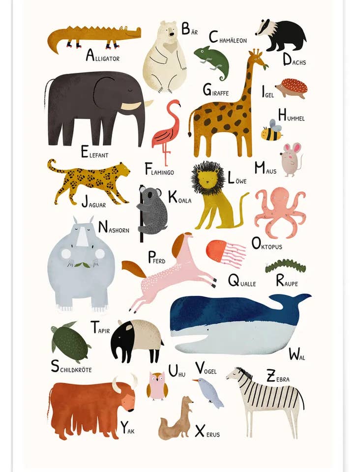 Pôster Premium Animais de A a Z por atacado de JUNIQE