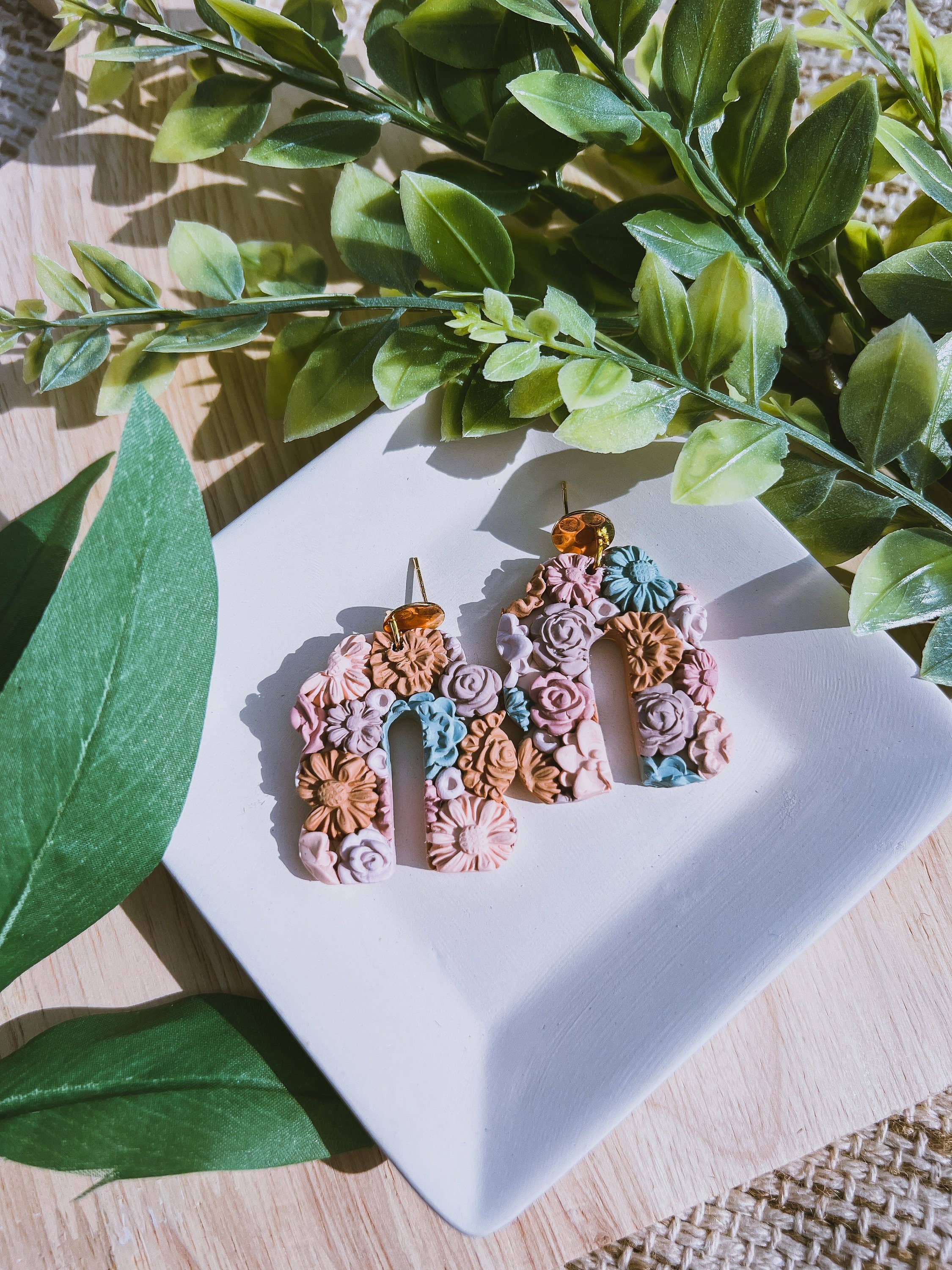 Belu Designss - Wholesale Dangle Earrings - Colorful Flowers Arch Handmade Polymer Clay Earrings3