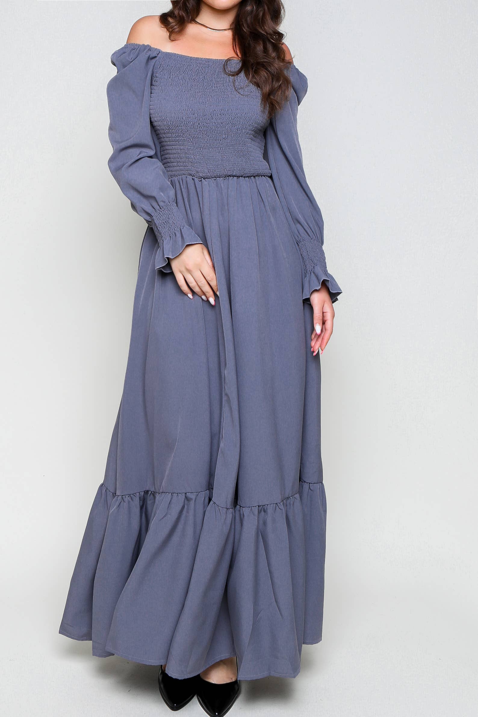 Flarix - Wholesale Dress - Women's - Smocked Square Neck Maxi Dress16