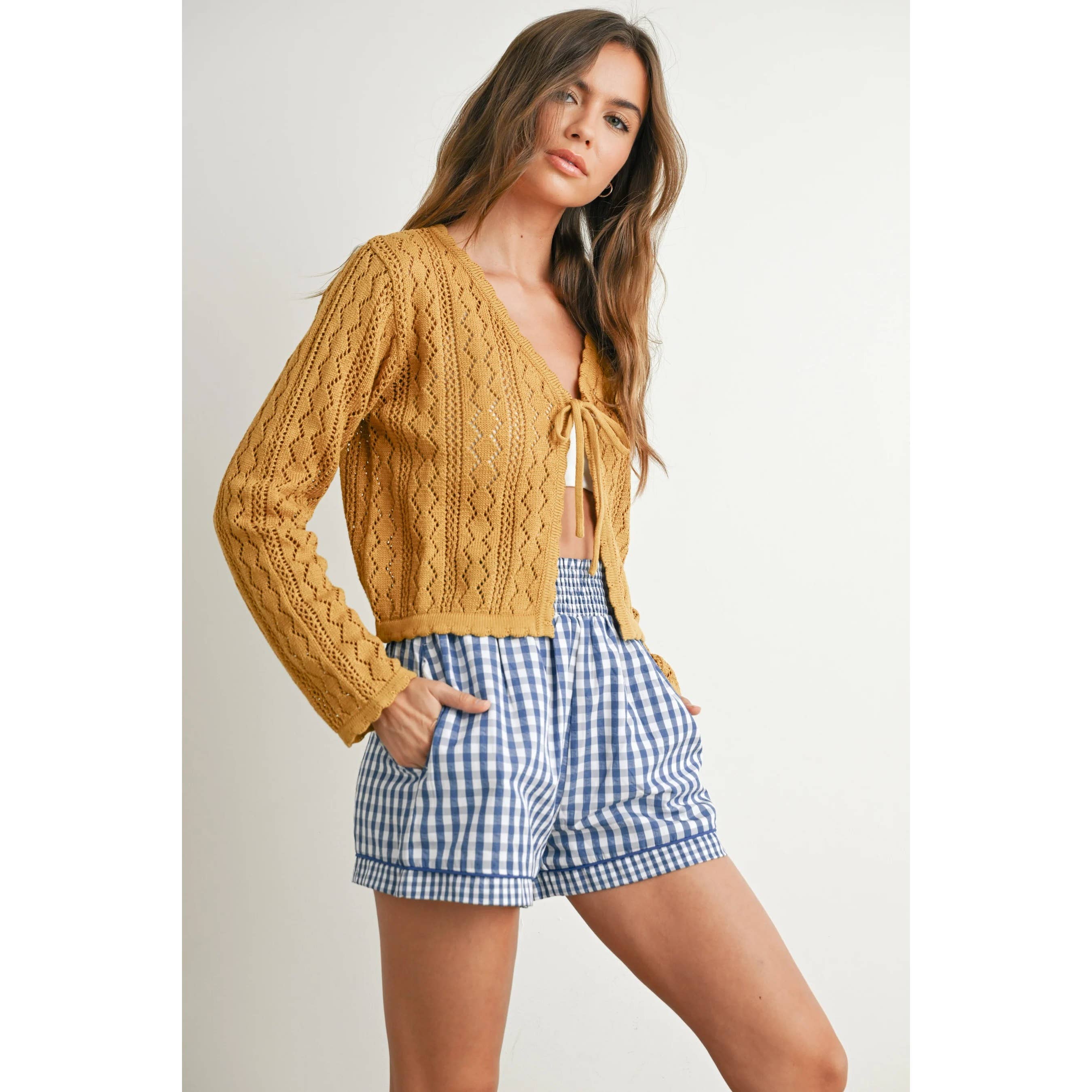 Apolline - Wholesale Shorts - Women's - Garterized Gingham Shorts Classic Charm Effortless Comfort3