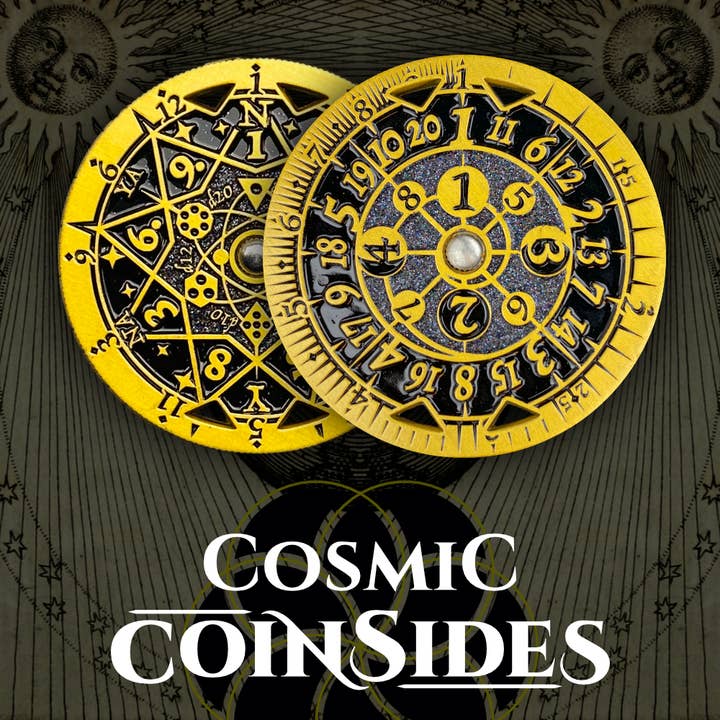 Cosmic CoinSides - GOLD - 14 dice multi-use dice spinner for wholesale by EX FIRST GAMES