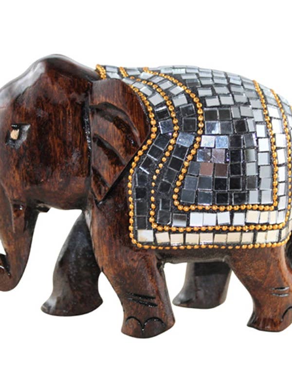 Glass Mosaic Wooden Elephant for wholesale by Little Elephant