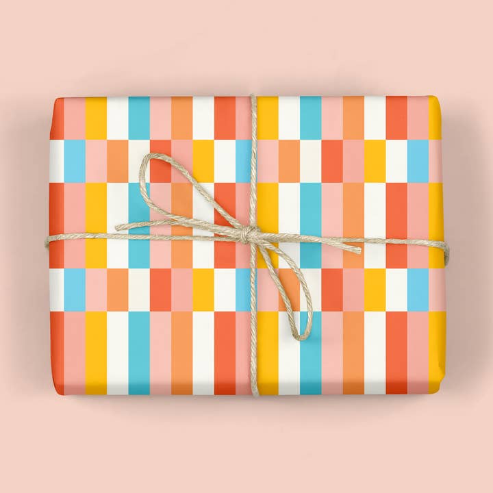 SUMMER CHECKERBOARD Gift Wrap (ROLL) for wholesale by MELLOWWORKS