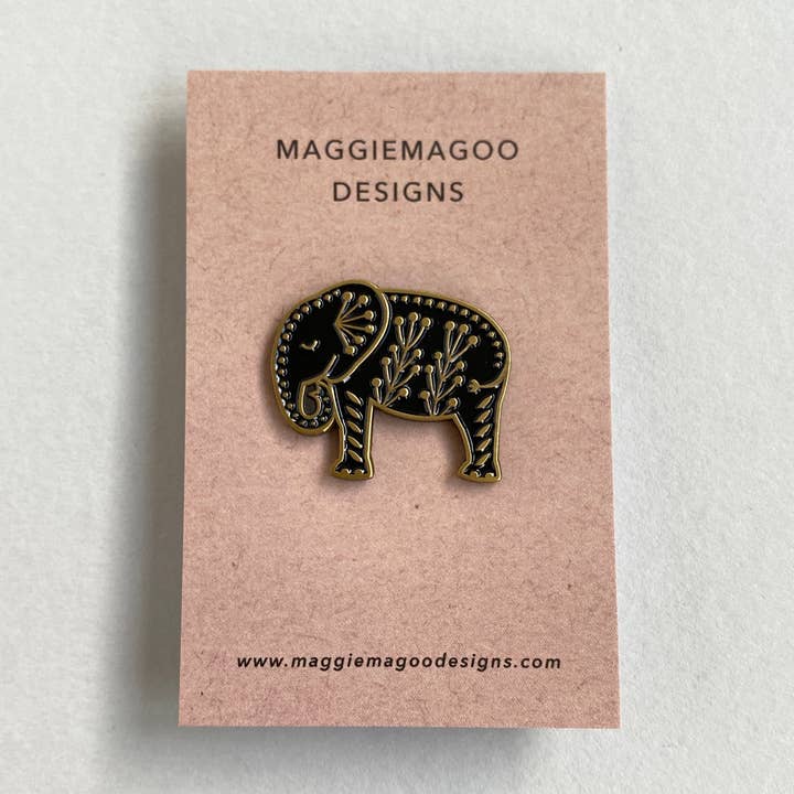 Enamel pin badge - elephant for wholesale by Maggie Magoo Designs