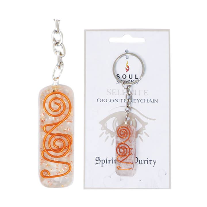 Llavero de cristal de orgonita (4,5 cm.) - Selenita para venta al por mayor de Designs by Deekay Inc.