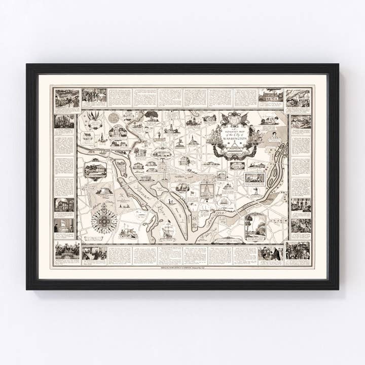 Vintage Map of Washington, DC, Washington DC 1938 for wholesale by Ted's Vintage Art