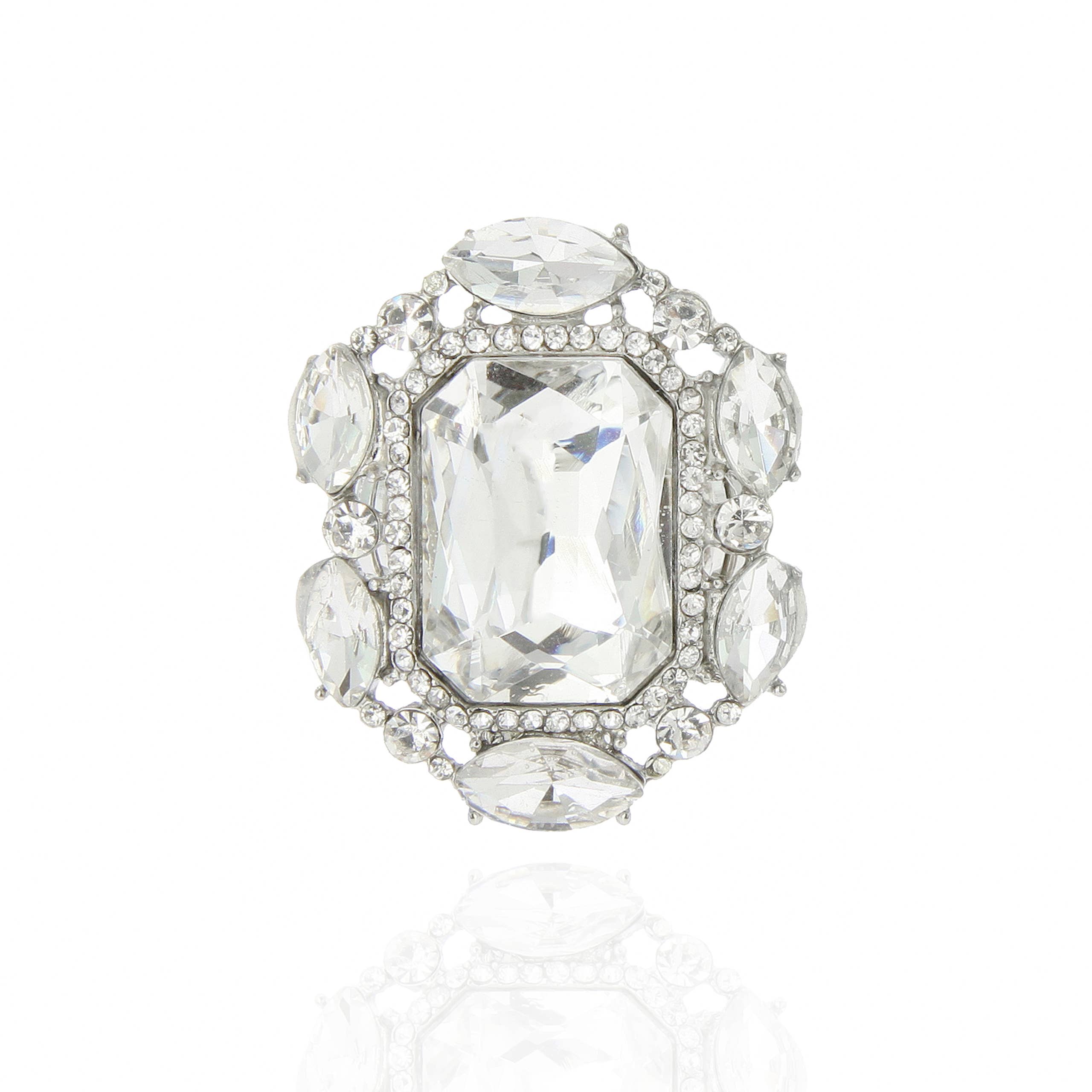 SP Sophia Collection - Wholesale Cocktail/Statement Ring - Victorian Style Rhinestone Stretch Ring6