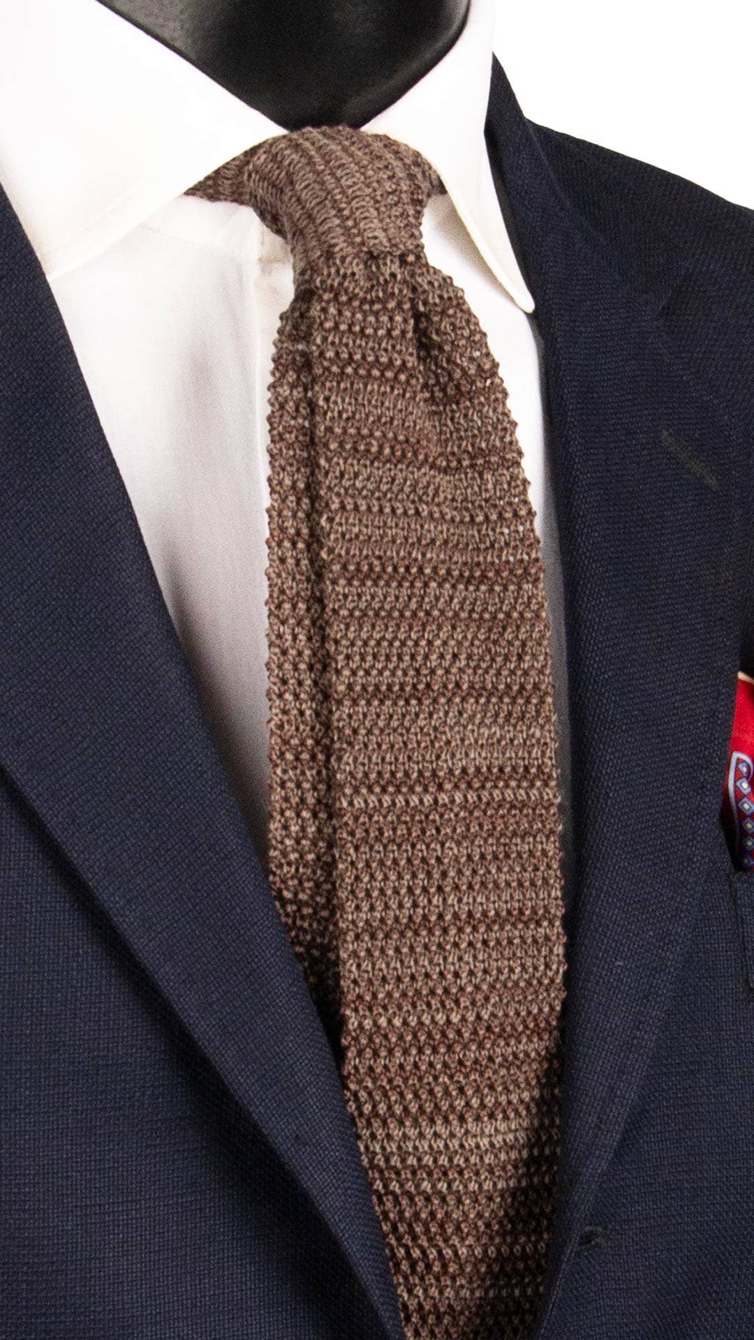 Graffeo Cravatte – wholesale Necktie – Men’s – Brown Grey Dove Solid Color Knitted Silk Wool Tricot Tie TRI7500