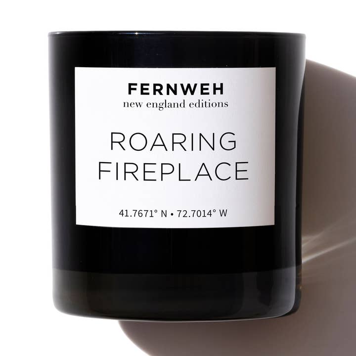 Roaring Fireplace Scented Soy Luxury Candle - 11oz Glass for wholesale by Fernweh Editions