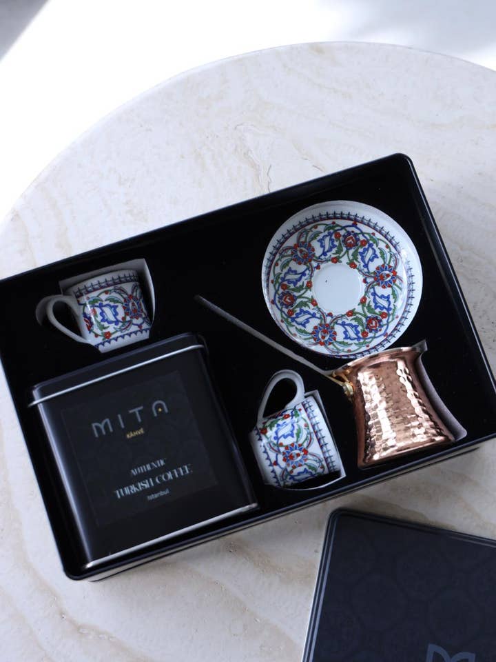 MITA KAHVE Cihangir Coffee Two Gift Box (Blue) for wholesale by Mita Kitchenware