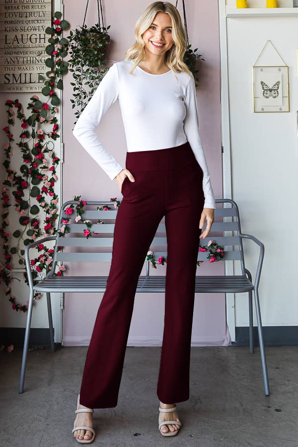 Pink Irene Wholesale - Wholesale Pants - Women's - PLUS FLARE PANTS WITH SIDE WAIST BAND AND POCKET16
