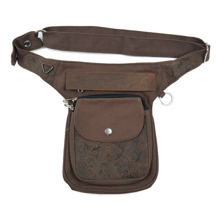 Vintage canvas en leren tas met bloemenpatroon voor wholesale door Nijens