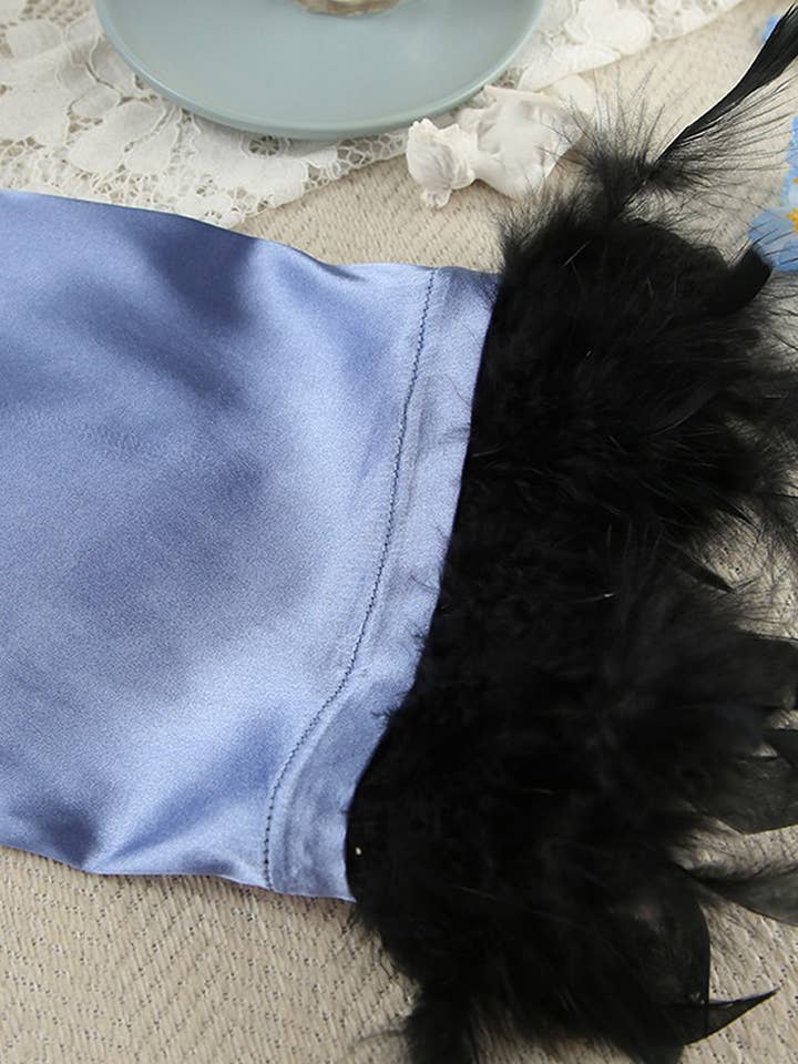 BLUE CWSPJ0165_SOLID COLOR FEATHER SATIN HOME WEAR SET for wholesale on Faire5