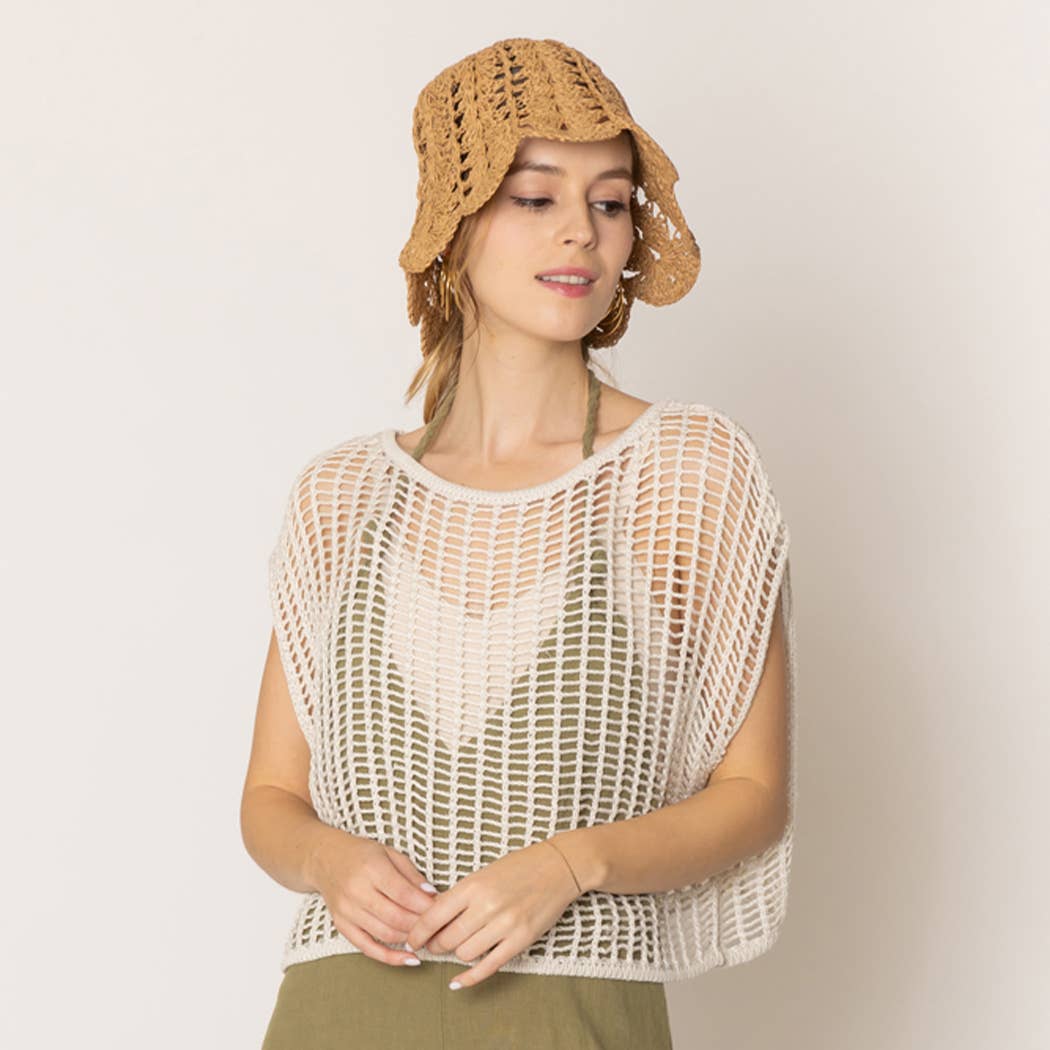 Fashion City - Venta al por mayor Poncho - Mujer - Poncho de verano de ganchillo de color liso1