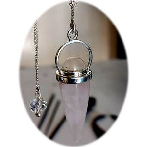 Crystal Earth Sterling – wholesale Pendulum board – Sterling Earth Pendulum - Rose quartz, Moonstone