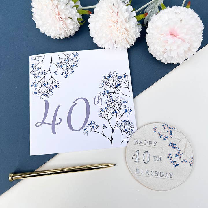 Juliet Reeves Designs – wholesale Coasters – 40th Birthday Floral Coaster3