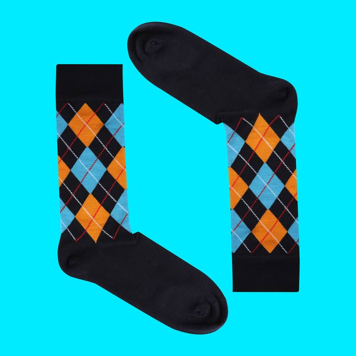 City Of Clouds Bamboo Argyle Sock #PlymouthArgyleBlues for wholesale by CityOfClouds