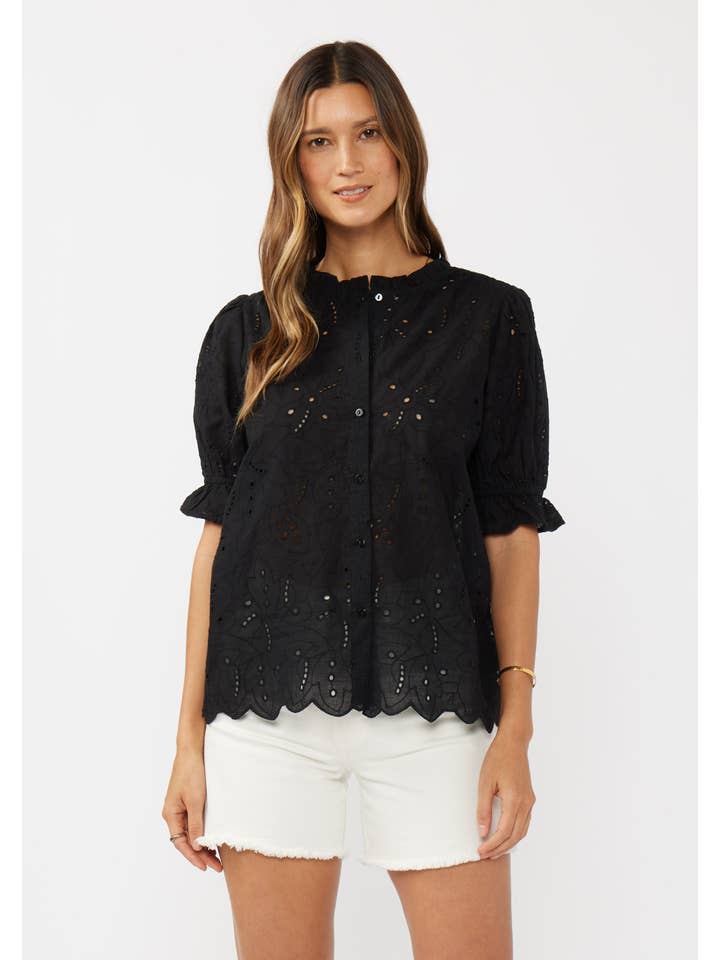 Lovestitch - Wholesale Blouse - Women's - Embroidered Eyelet Cotton Summer Top