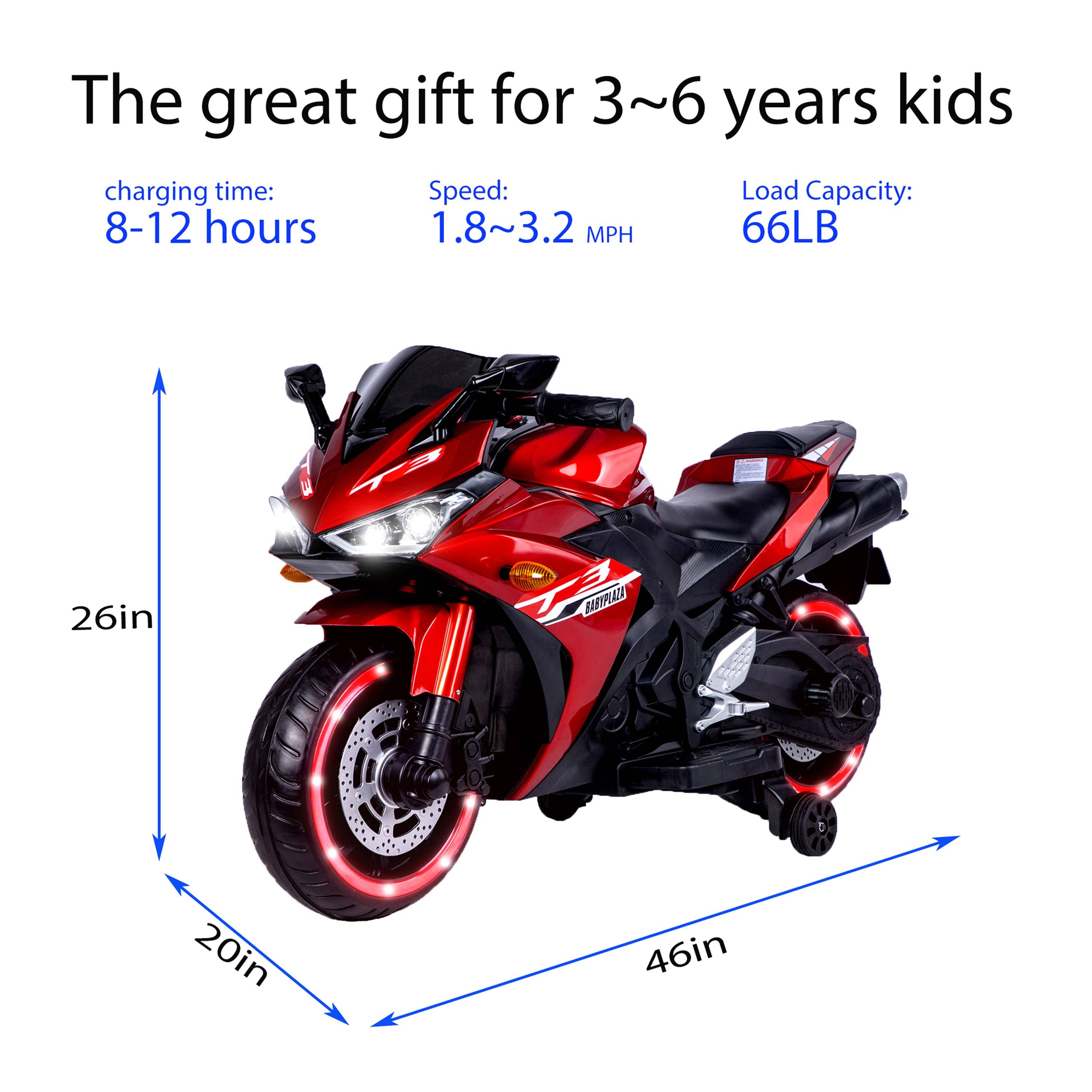 39F Inc. - Wholesale Bike/Scooter - Kids - 12V Kids Ride-On Motorcycle Training Wheels Christmas Gifts3