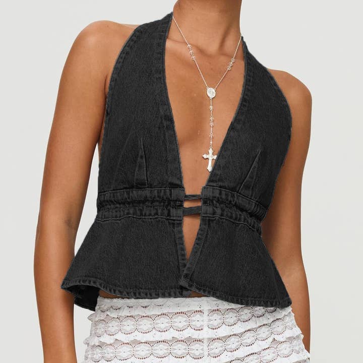 Summer casual linen top with half sleeve for women J009-6 Summer casual linen top with half sleeve for women J009-6