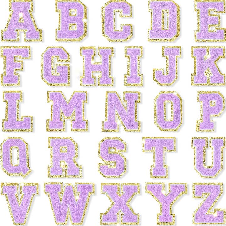 Purple Self Adhesive Chenille Letters Patches for wholesale on Faire
