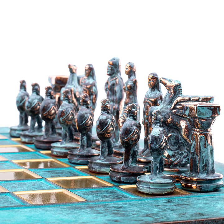 Cardshouse - Wholesale Bordspel - Spartan Warrior metalen schaakset met schaakbord van 28 cm Manopou3