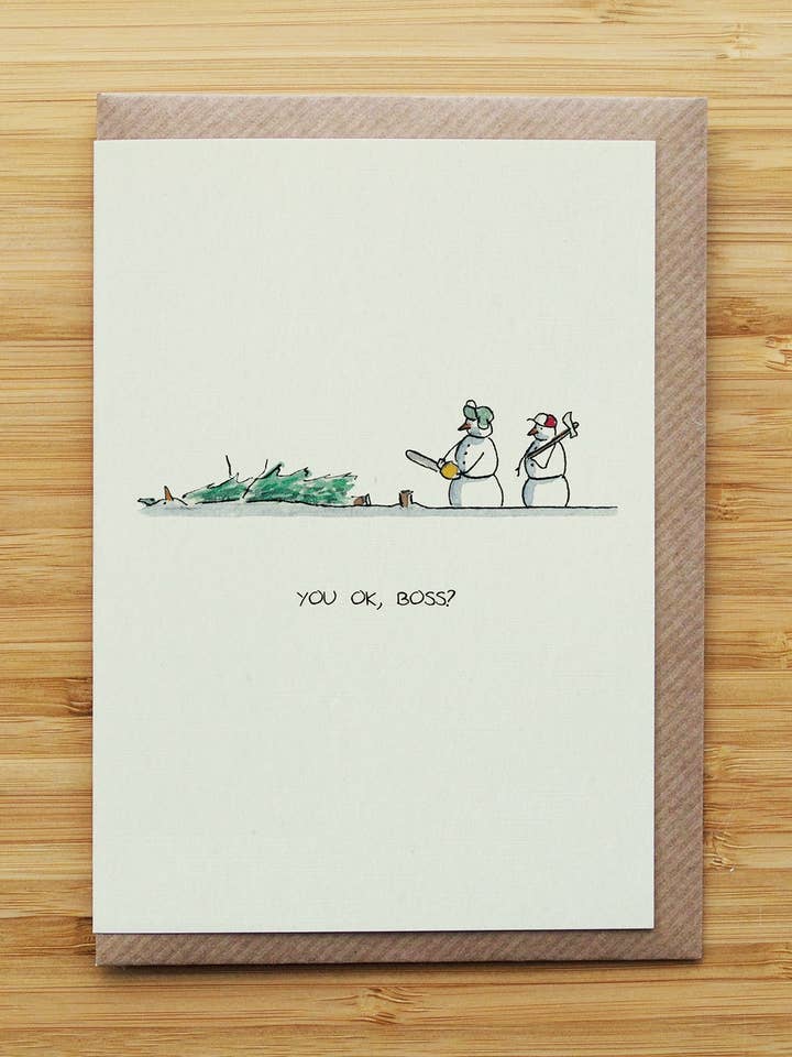 Snowman Tree Christmas - Funny - Recycled Card for wholesale by RossJDesigns