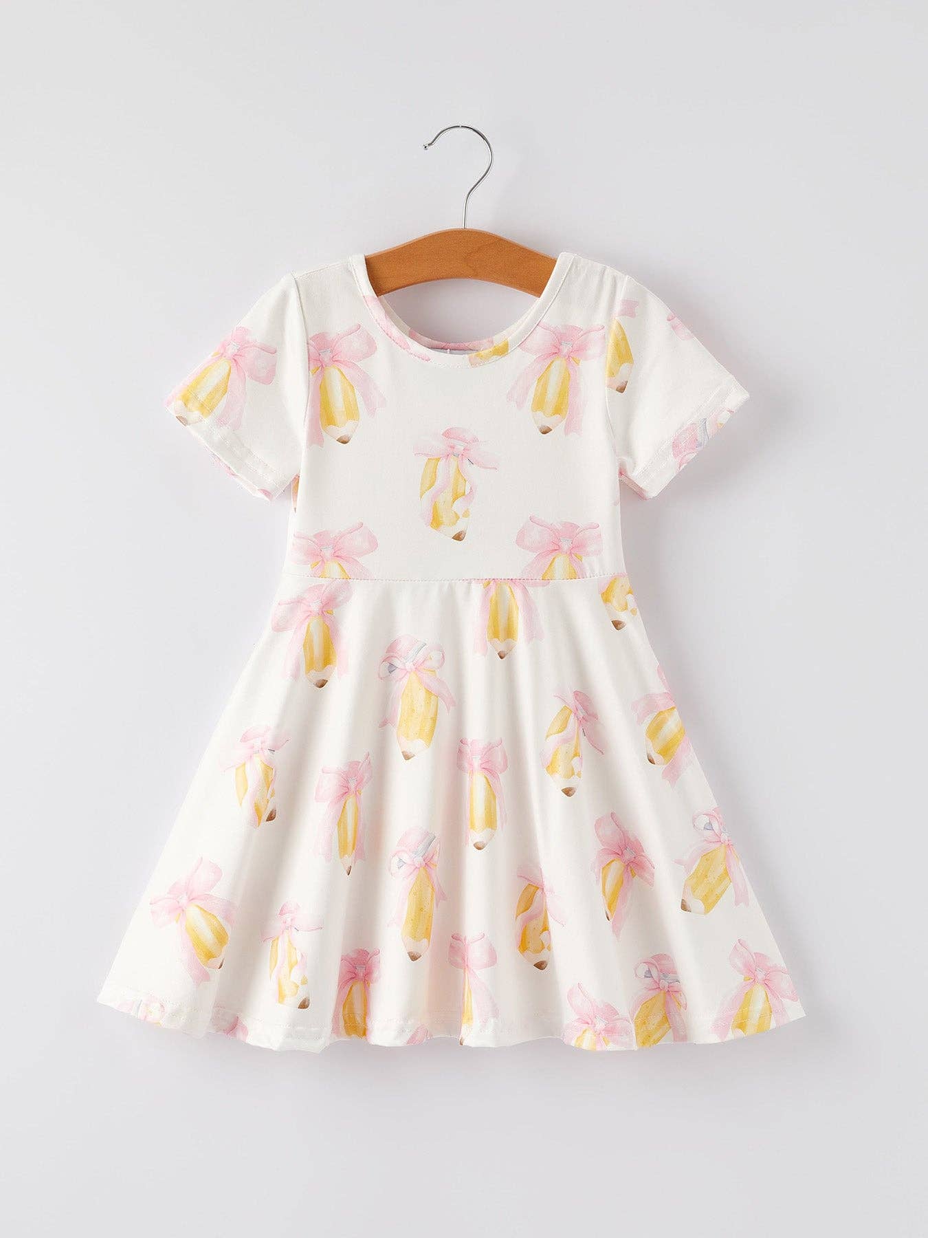 Rylee Faith Designs - Wholesale Dress - Kids - Back to School Bow Pencil Print Girls Dress0