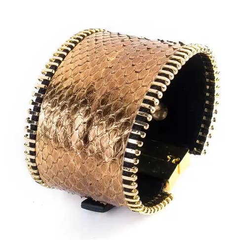 Golden Python Leather Cuff Handcrafted Luxury Women’s Cuff for wholesale by The Dark