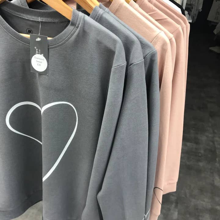 Line Heart Oversized Cotton Mix Sweatshirt for wholesale by Jola Designs