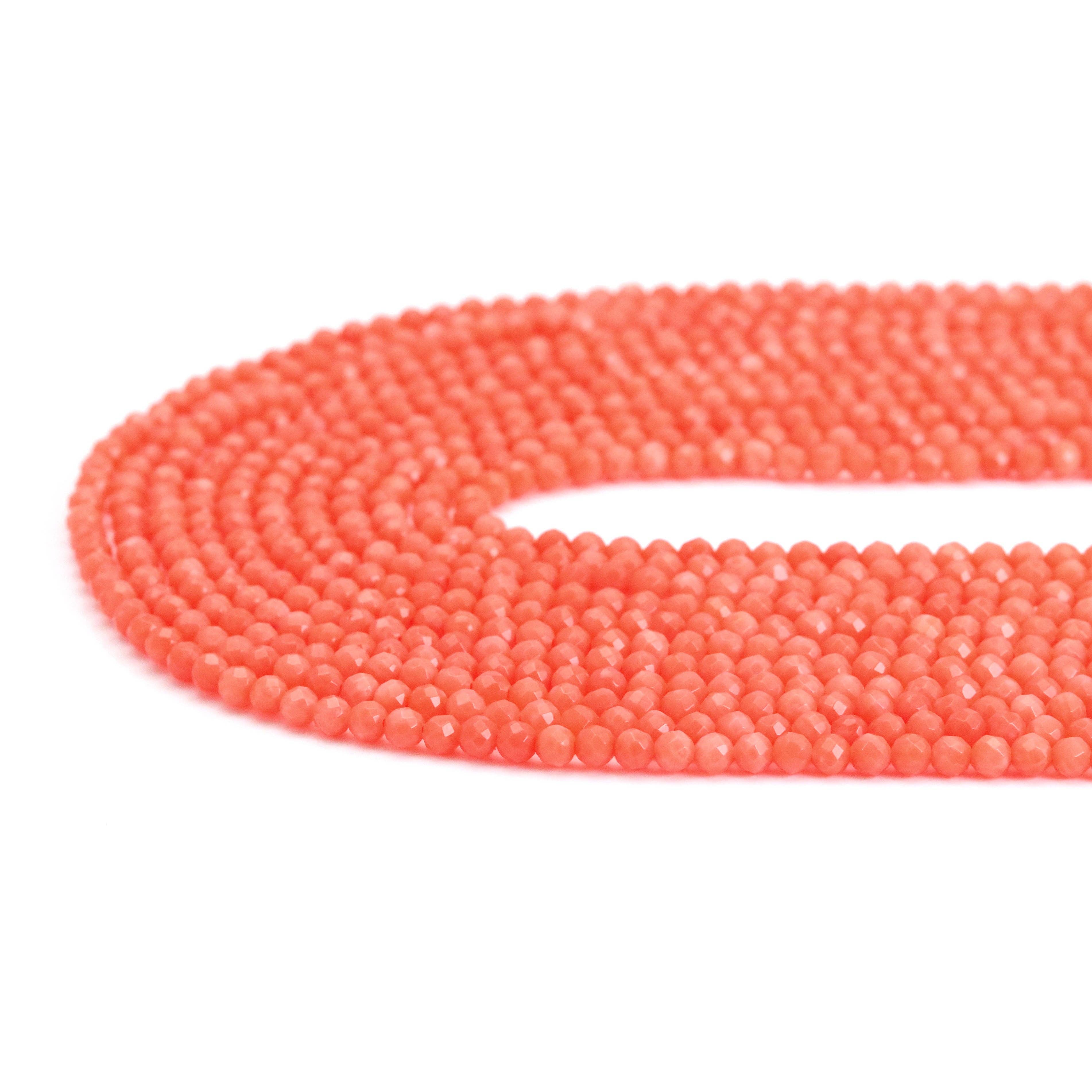 BestBeads&Beyond – wholesale Pärlor – Orange korall runda fasetterade pärlor, Sku #U20361