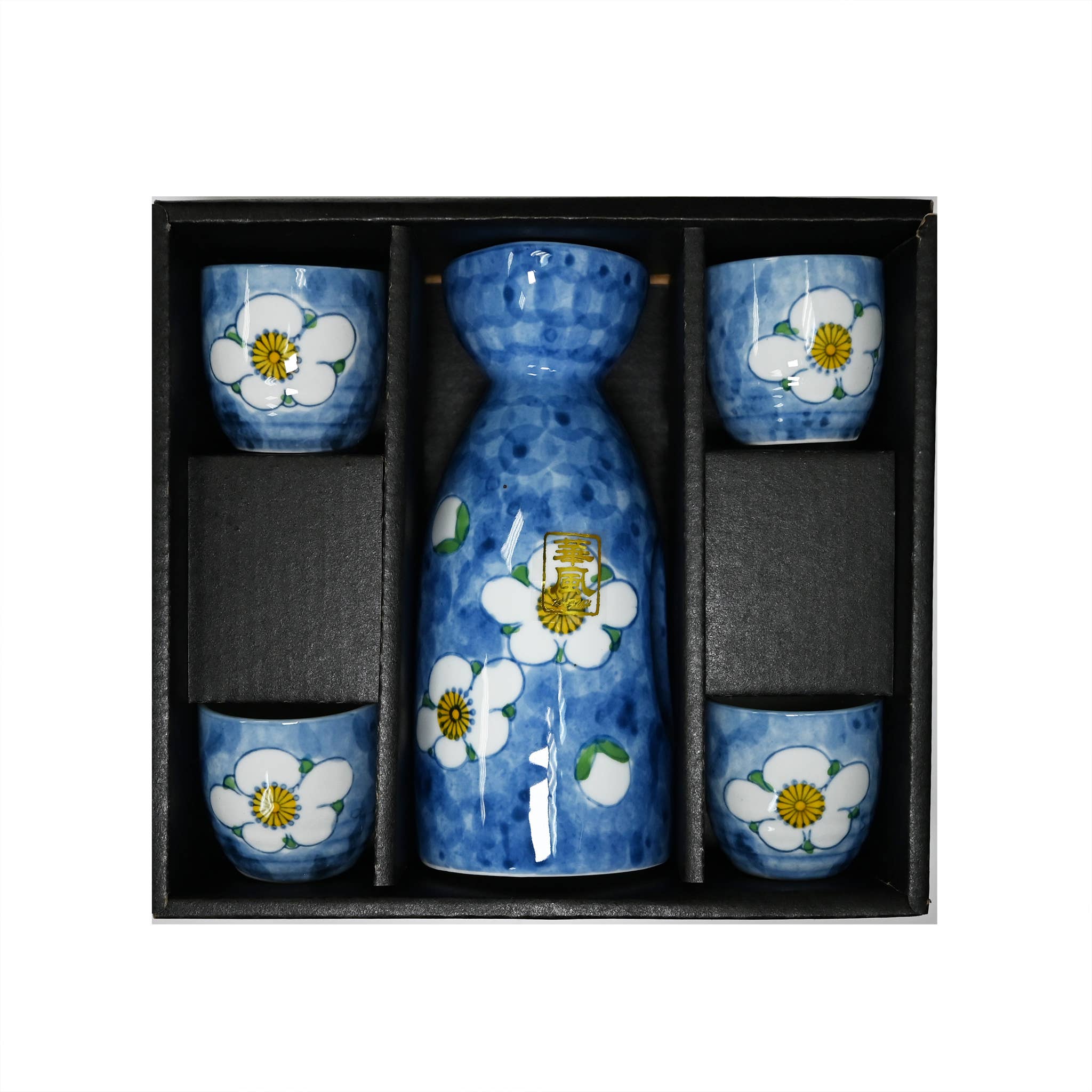 Fuji Merchandise Corporation - Vente Décorations de table - ENSEMBLE À SAKE – MOTIF FLEUR BLEUE ET BLANCHE3