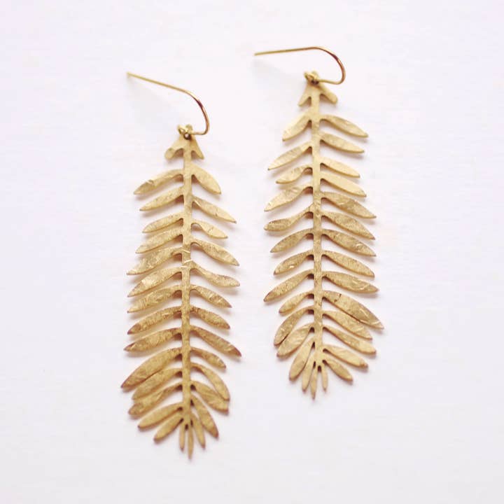 Rare Bird Co. + Pauline Stanley Studio - Wholesale Dangle Earrings - Hammered Long Branch Earrings0