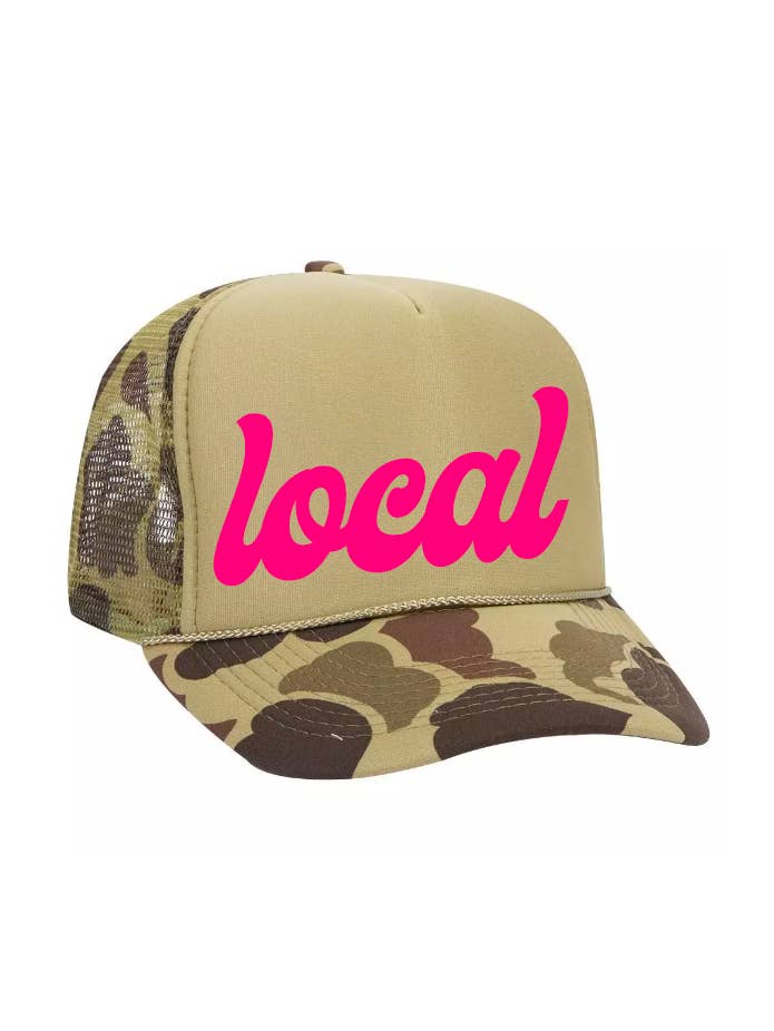 Foam Trucker Hat /Duck Camo + Pink / Local for wholesale by Salt & Sand