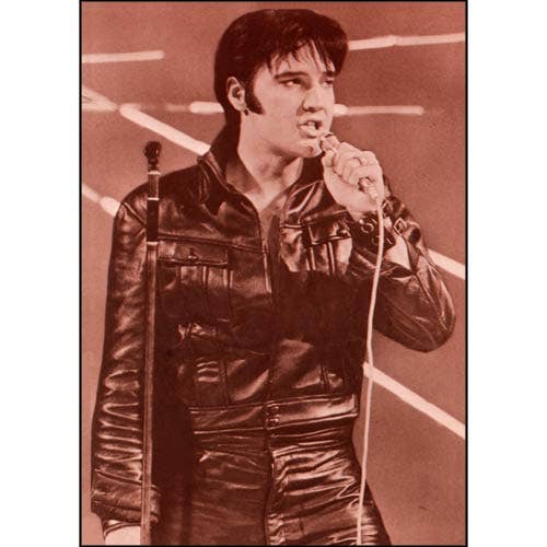 VisionWorks LLC - Wholesale Postcard - Postcard. Elvis Presley in Leather. Sepia tone.