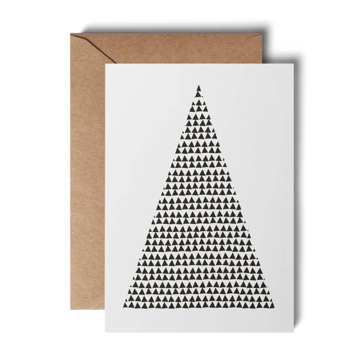 Genbrugte julekort og kuvert – “Stille Nacht” (Sort juletræsmotiv) for engroshandel hos Karte Design Berlin