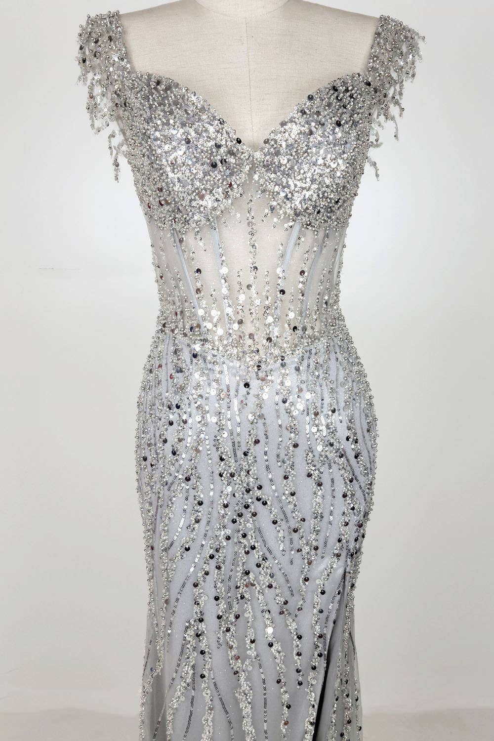 Chicas - Wholesale Gown - Women's - Off the Shoulder Sequin and Bead Long Dress C33159