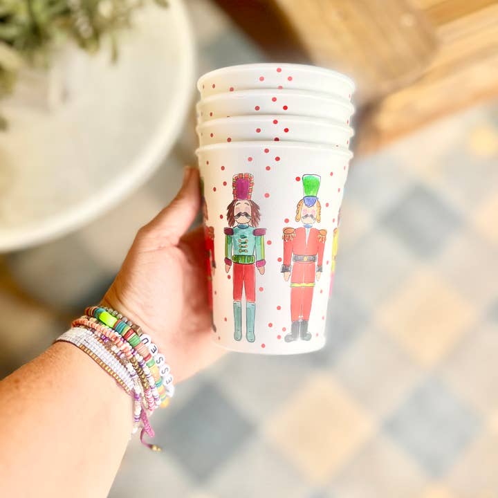 Happy By Rachel, LLC - Wholesale Disposable Cup - Nutcracker Reusable Party Cups-Set of 6