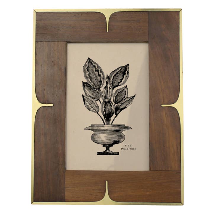 Picture Frame, Wood & Brass 4x6 for wholesale by HomArt