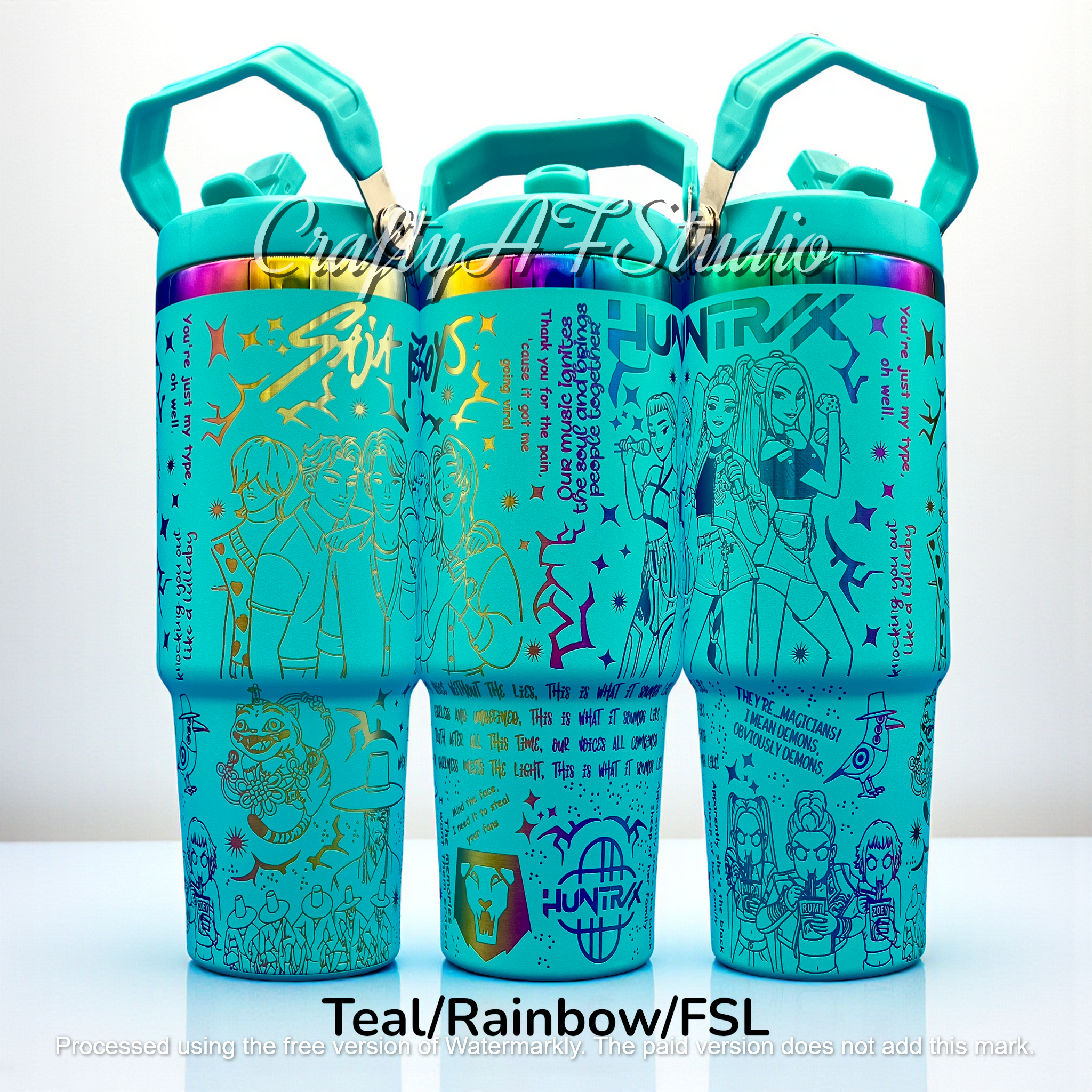 Crafty AF Studio - Wholesale Insulated Mug/Tumbler - 30oz KPop Demon Hunters Laser Engraved tumbler V2 | Huntrix | Saja Boys2