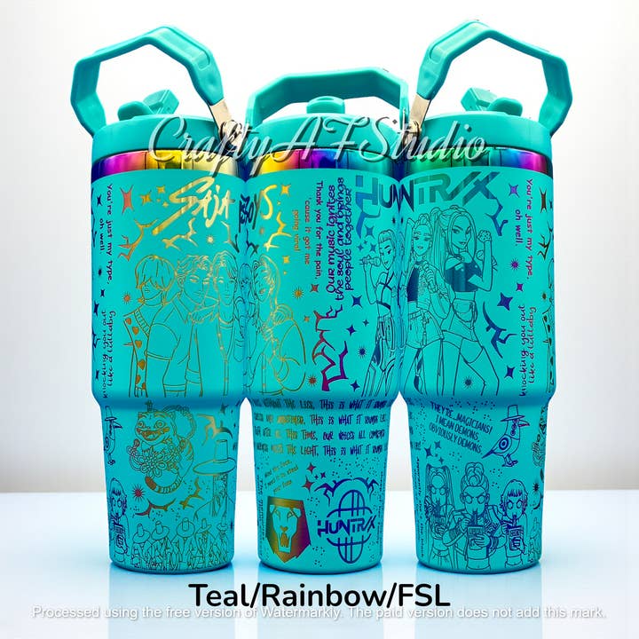 Crafty AF Studio - Wholesale Insulated Mug/Tumbler - 30oz KPop Demon Hunters Laser Engraved tumbler V2 | Huntrix | Saja Boys2