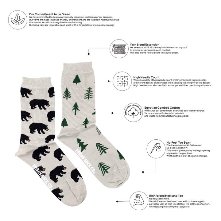 Friday Sock Co. - Wholesale Socks - Women's - Women’s Women's Bear & Tree Socks1