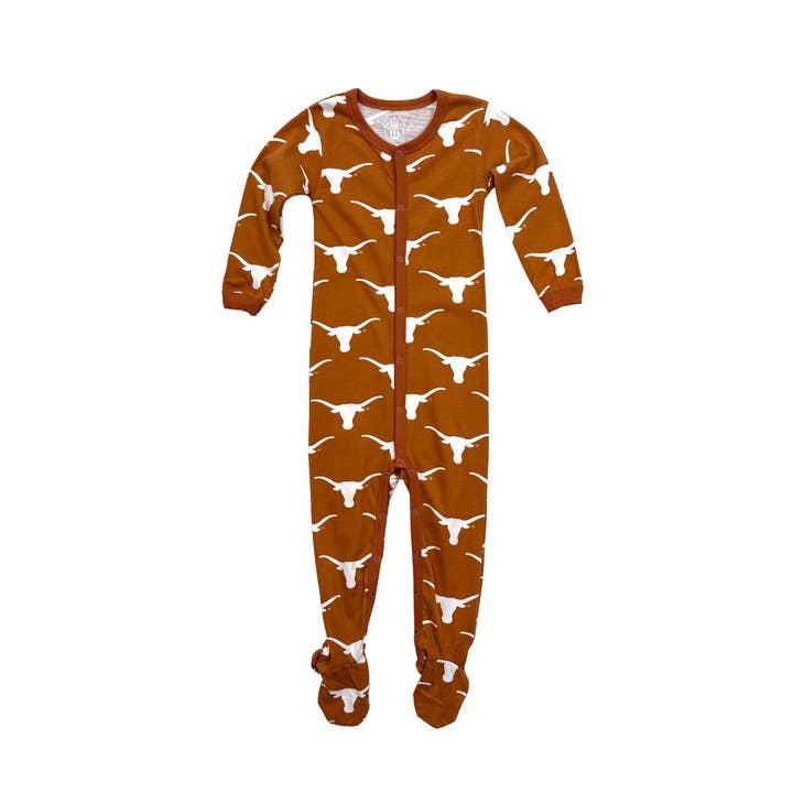 Texas Longhorns Infant Footie Pajama for wholesale by Wes and Willy