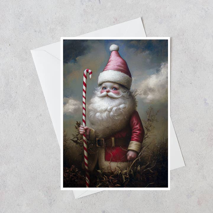 A Candy Cane Christmas with Santa Blank Card 194RD for wholesale by Salty Alyce