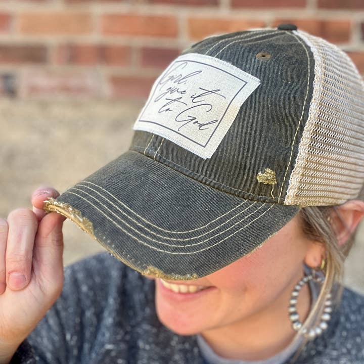 RiOak Design & Hat Co. - Wholesale Baseball Cap - Women's - Black Acid Washed Girl, Giveit to God Baseball Cap