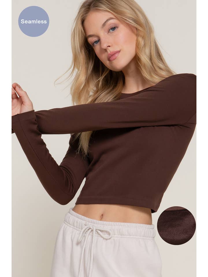 Active Basic | Active USA - Wholesale Knit Top - Women's - Long Sleeve Crew Neck Inner Fur Seamless Crop Top7