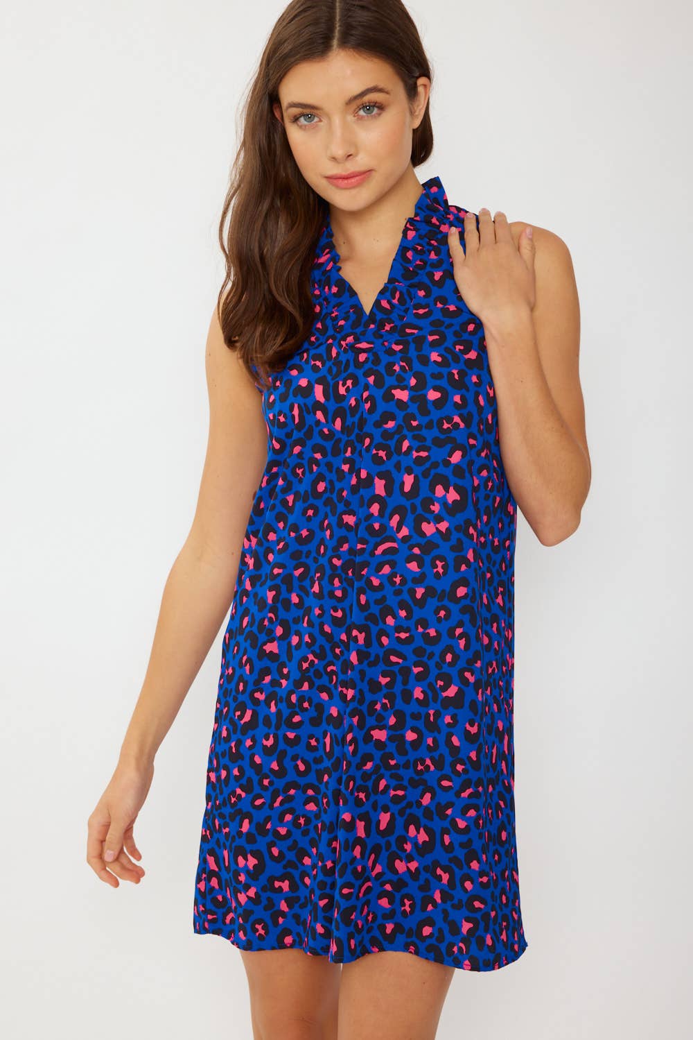 FSL Apparel – Vestido - Mulher por atacado – SD6433 - VESTIDO SEM MANGAS ESTAMPADO COM LEOPARDO1