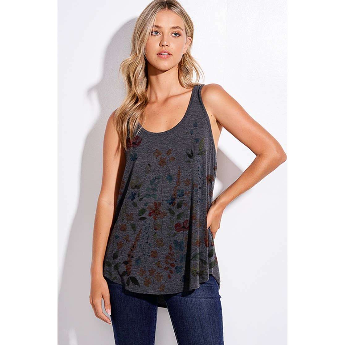 Phil Love – Tops – Mulher por atacado – Tampo do tanque de impressão floral0